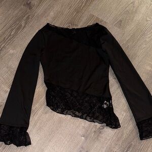 SHEIN Black Lace Accent Blouse